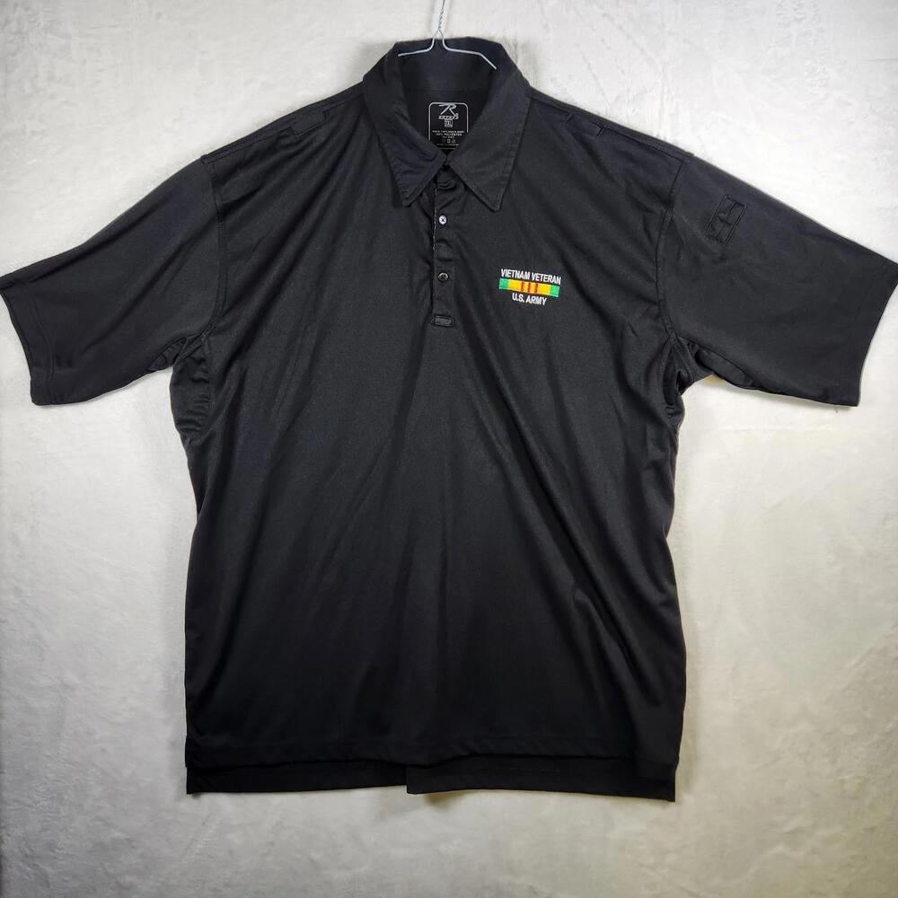 Rothco Short Sleeve Polo Shirt Vietnam Veteran Embroidered Black Size 2XL‎